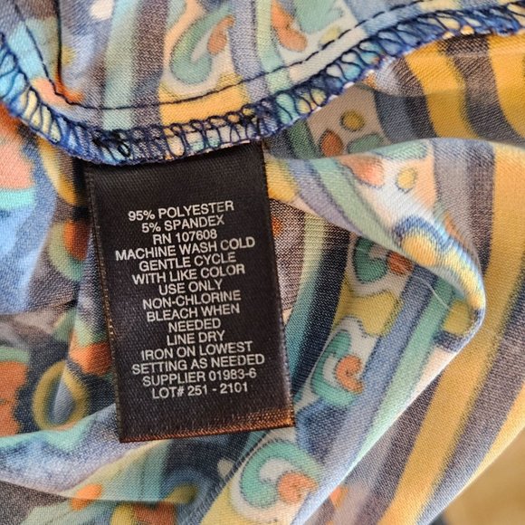 Liz Claiborne Blue, Orange Medallion Print Knit Shift Dress, Size 10 - Picture 7 of 9